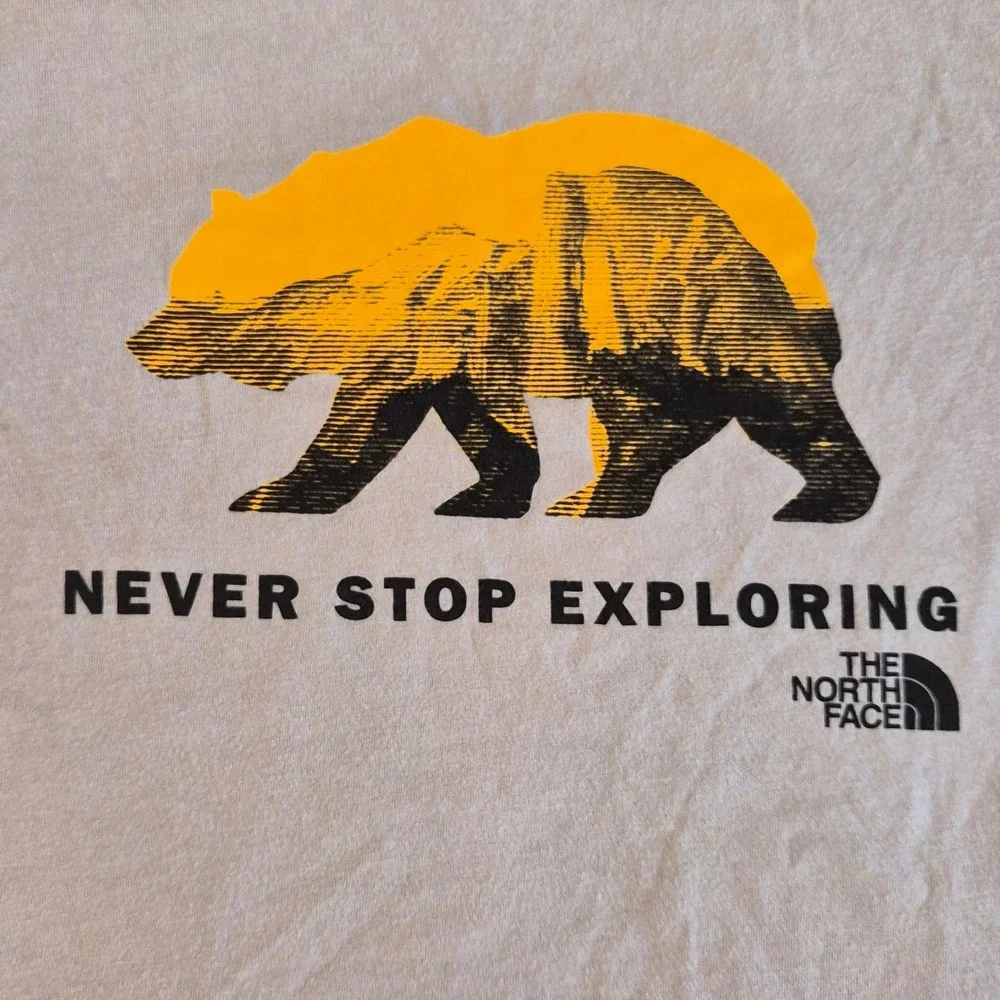 The North Face Boys Tan Bear Mountain Graphic T-Shirt Size M 10/12 AXDC009